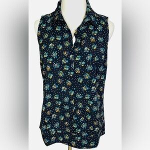 Floral Sleeveless Top - Navy